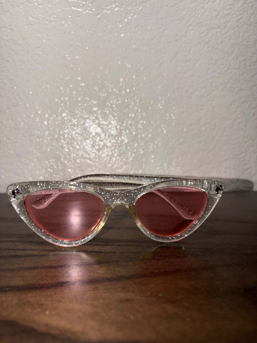 Barbie Glitter Cat Eye Sunglasses Clear Pink Lens